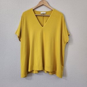 Bryn Walker V-neck  Oversized Short Sleeve Bamboo Organic Cotton Blend Top